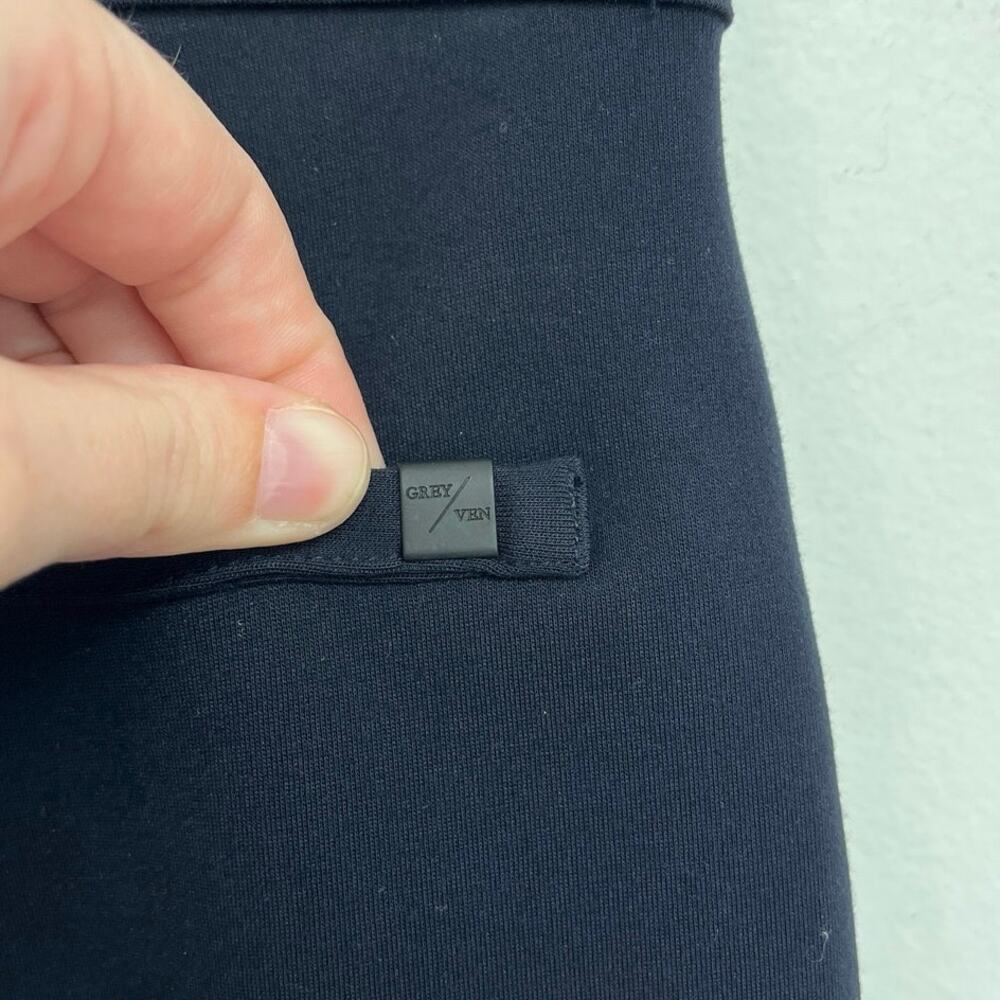 Grey/Ven Porterfield High Rise Pintuck Pull-On Stretch Career Ankle Flare PantXS - Picture 8 of 13